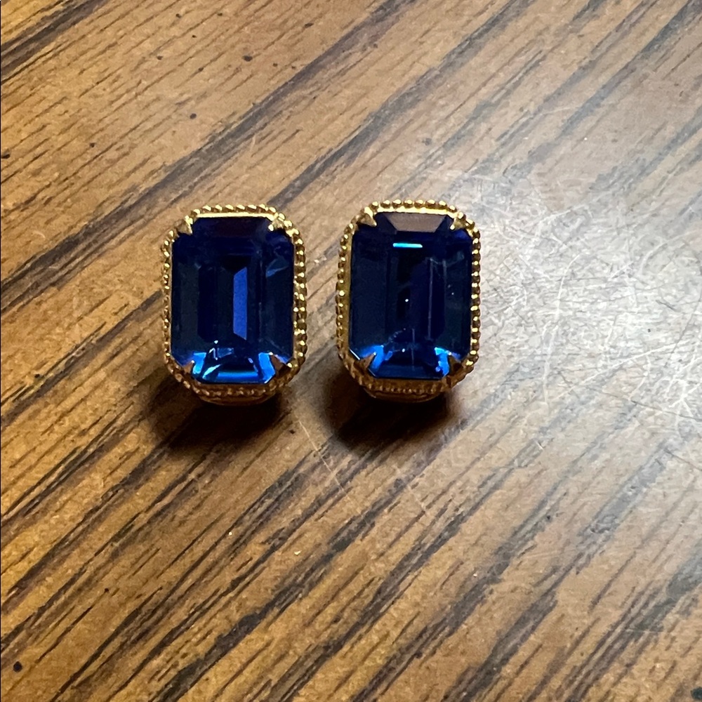 Elegant Blue and Gold Earrings